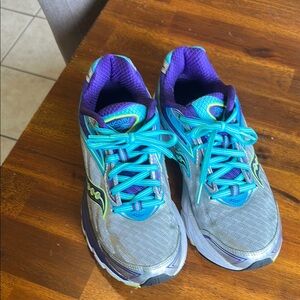 Saucony Gray and Blue Performance Sneakers Power Grid shoes
